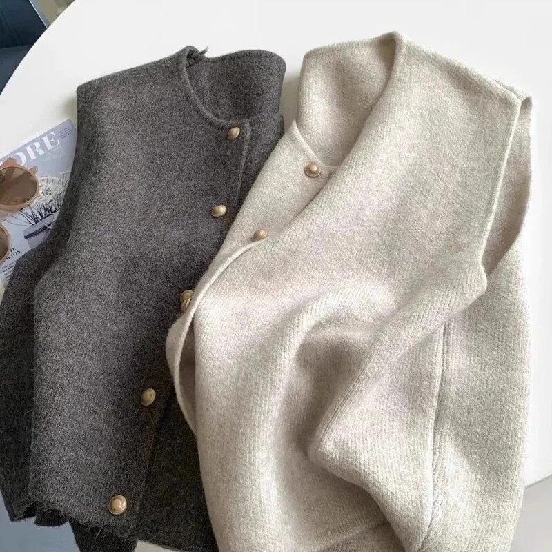锦瑞轻奢马甲背心女士宽松针织衫百搭套头时尚新款薄款打底休闲