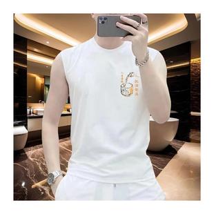 昕海个体店时尚 休闲运动圆领上衣轻奢in 轻奢夏季 Y坎肩t恤潮牌男士