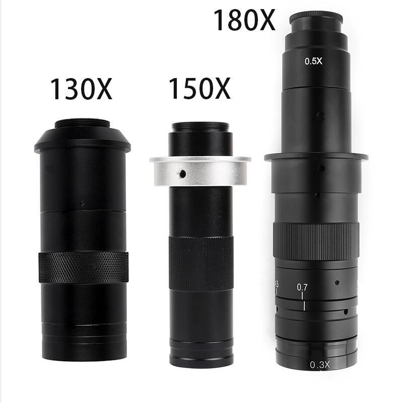 电子显微镜配件130X可调长镜头180X变焦长镜头150X单目显微镜