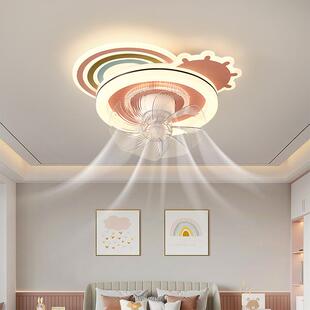 儿童房风扇灯摇头一体电扇吸顶灯主卧创意卡通男孩公主房间卧室灯