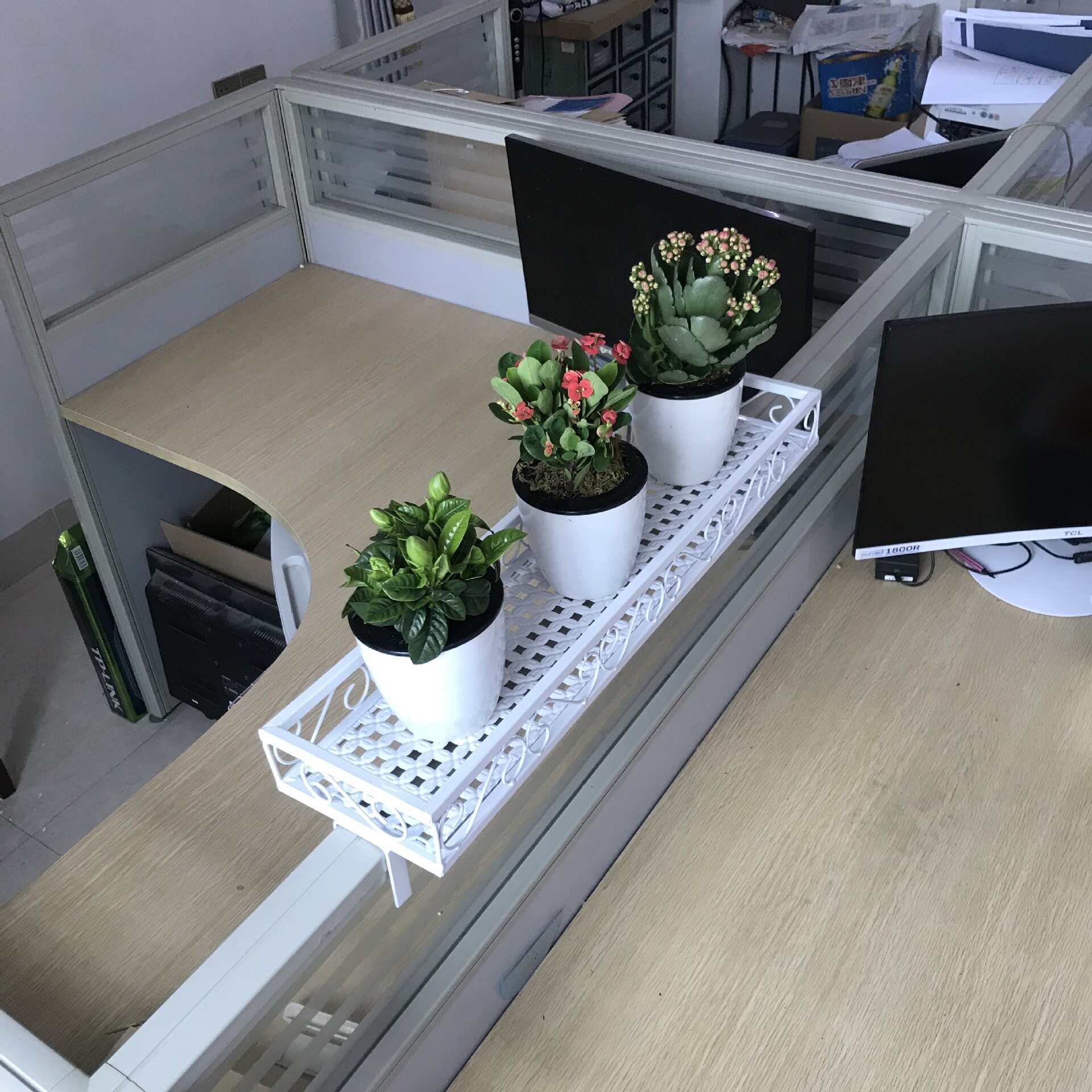 办公桌U型卡槽隔板花架