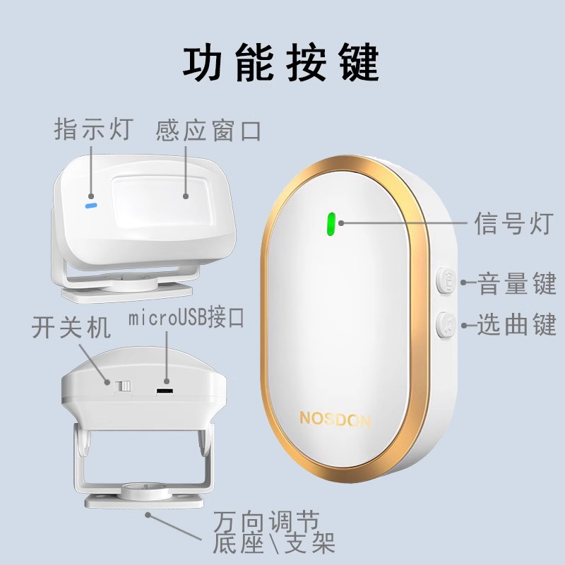 欢迎光临感应器迎宾分体进门铃超市远距离无线防盗报警语音提示器