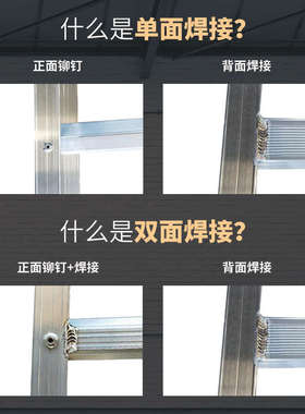 双面焊接铝合金家用折叠人字梯加厚四五步八字扶梯双侧爬梯家用梯
