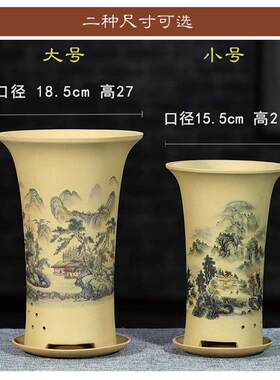 紫砂花盆精品兰花盆艺术创意透气兰花专用盆绿植春蕙兰桌面段泥盆