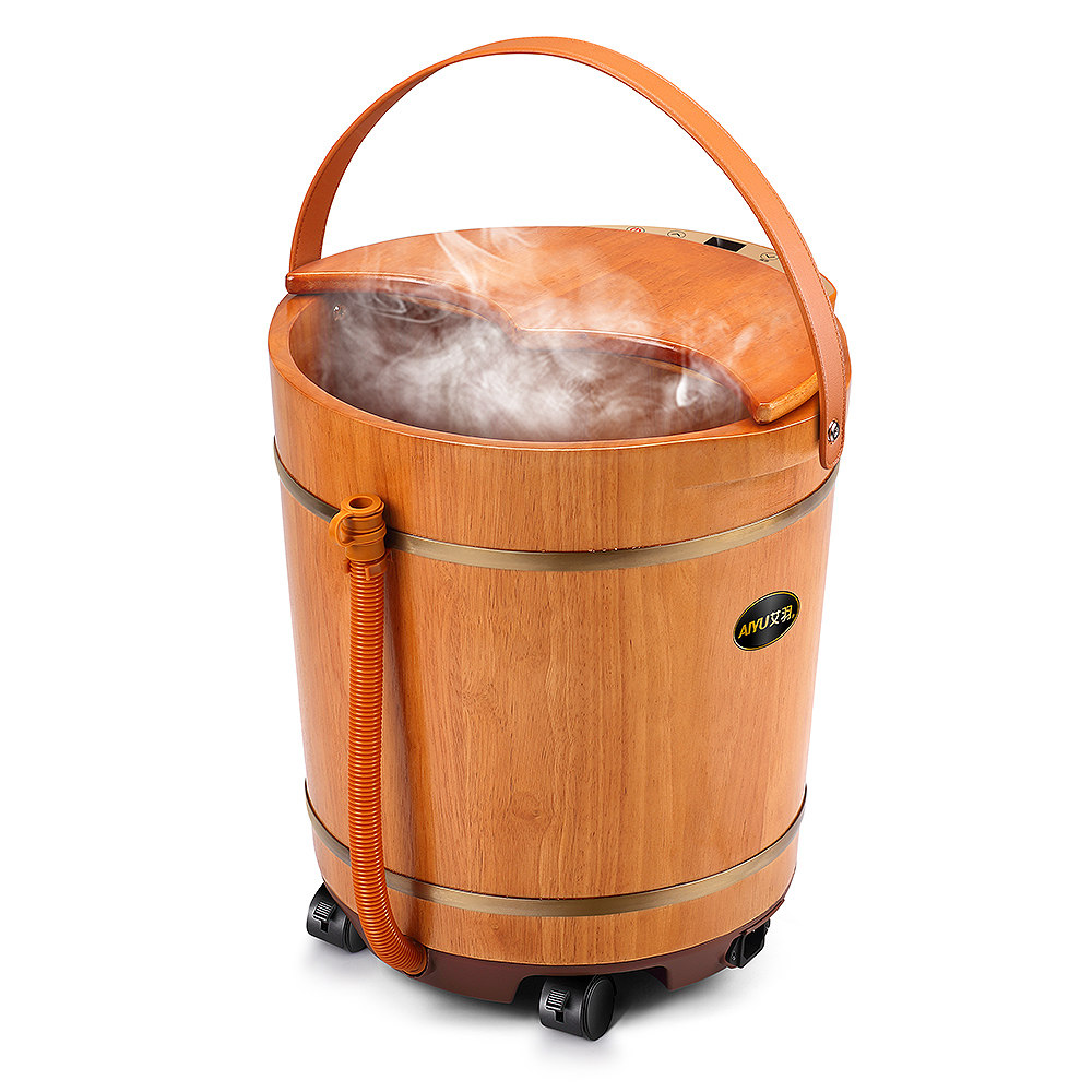 艾羽泡脚桶木桶电动按摩洗脚盆家用足浴盆全自动加热恒温过膝深桶