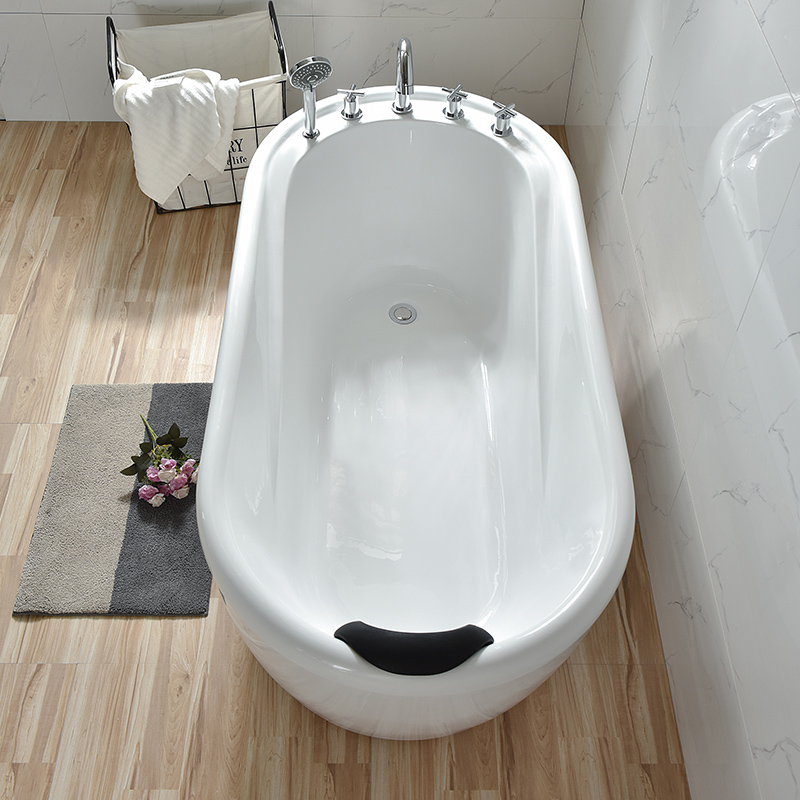 【热销】九牧亚克力独立式浴缸家用小户型简约设计 双层贵妃缸不