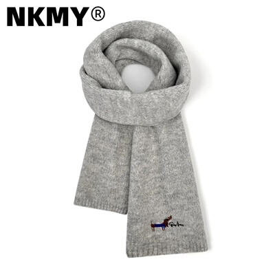 nkmy围巾保暖可爱刺绣羊绒秋冬季