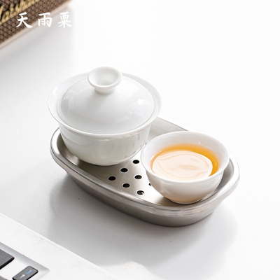 单人工位饮茶白瓷功夫茶具