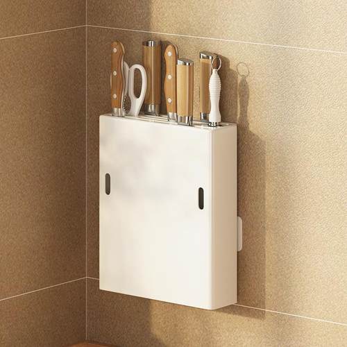 日式刀架厨房置物架壁挂免打孔刀具砧板收纳架可拆卸磁吸筷子架碳