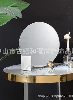 工厂直销 家居软装饰品轻奢样板房桌面创意工艺品 大理石镜子摆件