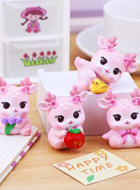 鹿呦呦桌面小摆件办公工位电脑屏幕装饰品一鹿平安汽车车载车内饰