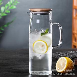 加厚耐热玻璃茶壶扎壶家用凉水壶冷水壶果汁壶明火加热竹盖壶