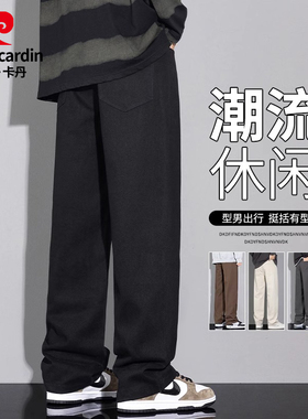 Pierre Cardin/皮尔卡丹黑色直筒休闲裤男士2025年春季纯棉裤子