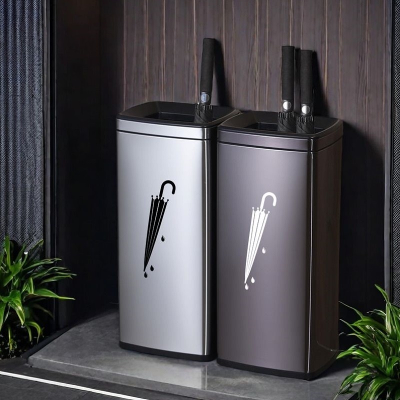 酒店大堂不锈钢雨伞桶商用立式方形门口轻奢置伞收纳架放雨伞筒