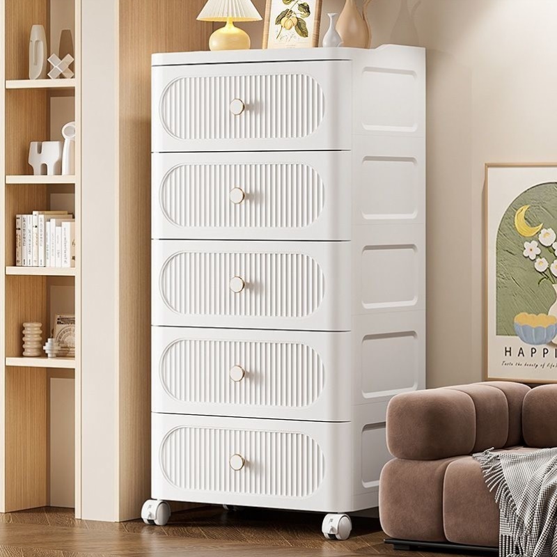 30/40/50面宽塑料床头柜抽屉式收纳柜客厅卧室厕所带轮衣服储物柜