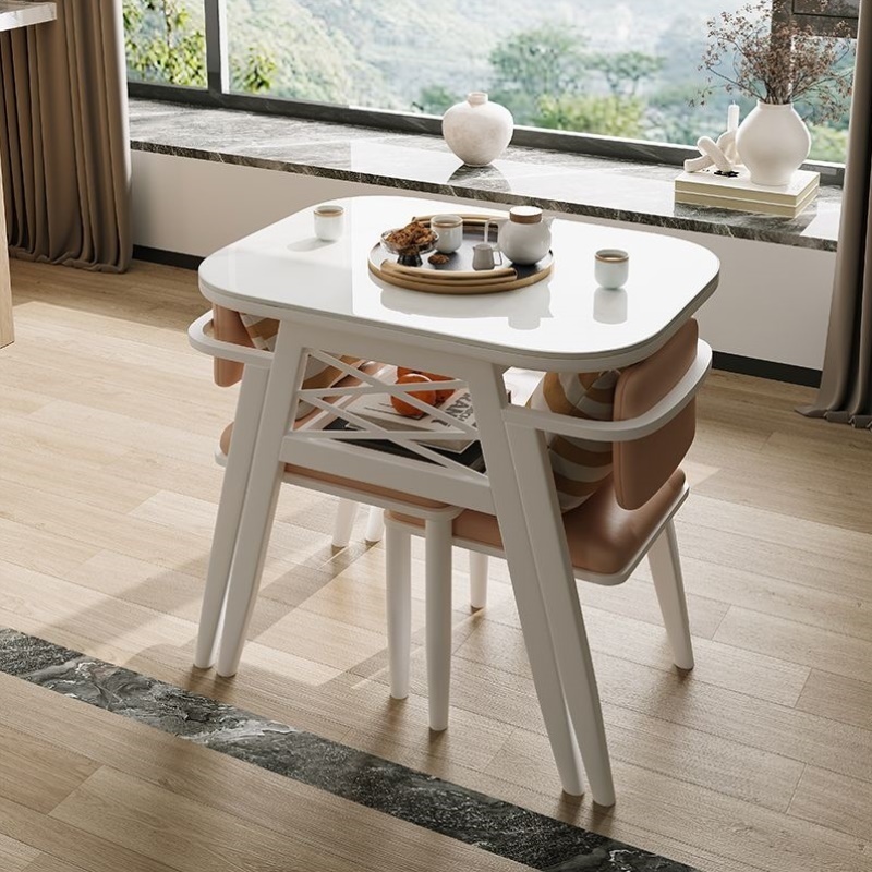 阳台茶桌椅组合小户型休闲家用岩板茶台电磁炉一桌二椅网红折叠