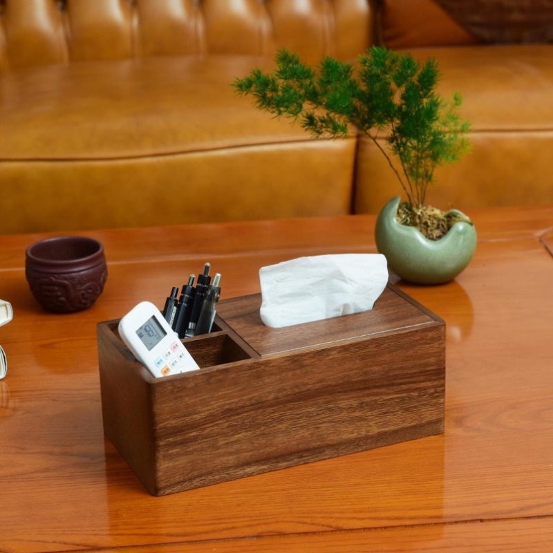 轻奢简约胡桃木实木客厅纸盒酒店桌面抽盒中式家用抽纸盒纸巾盒
