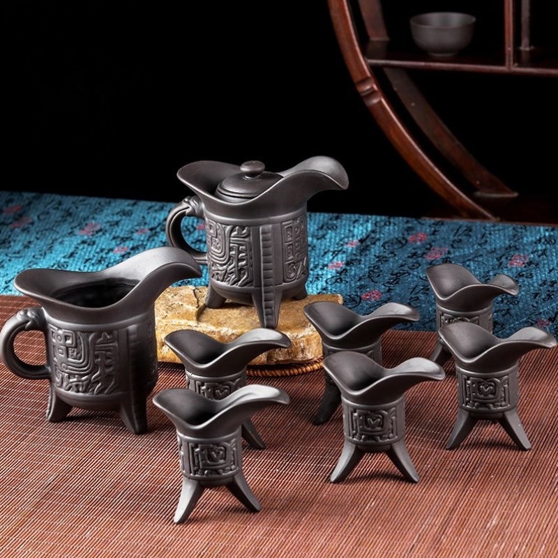 宜兴紫砂功夫茶具套装将军茶壶茶杯茶海复古办公茶具陶瓷家用茶道