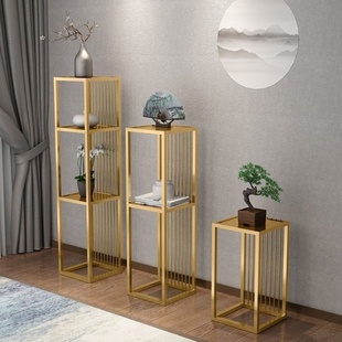 简约现代轻奢风客厅花架室内多层收纳落地式 饰置物架花架子 摆件装