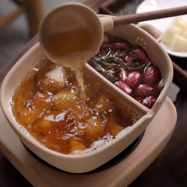 古法煮茶器分茶勺麦饭石日式粗陶茶水分离粗陶功夫煮茶碗家用茶道