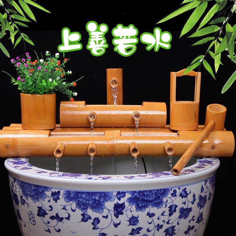 中式竹子流水摆件水循环
