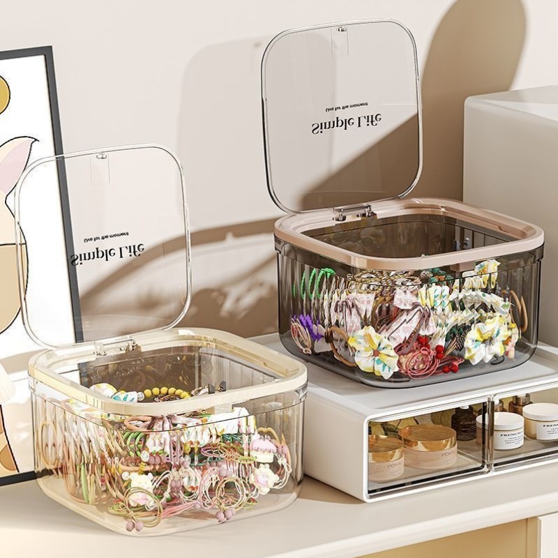 发饰发夹收纳盒橡皮筋项链头饰发卡圈发圈头花收纳桌面透明首饰盒