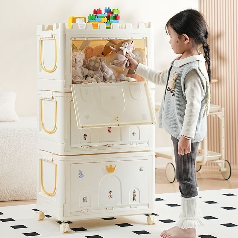 babyview城堡收纳箱玩具大容量积木整理折叠储物箱移动家用防尘
