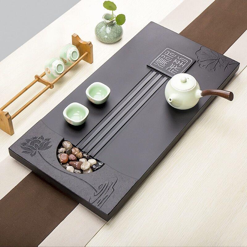 整块天然乌金石茶盘茶台