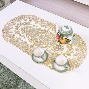 84cm欧式 轻奢椭圆形烫金桌布免洗餐桌台布家用免洗茶几垫