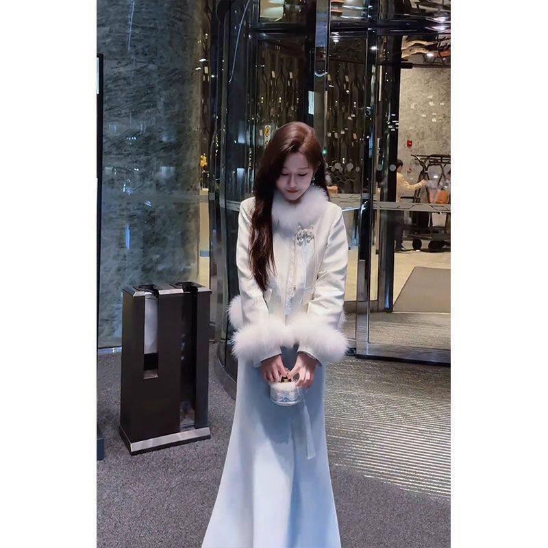 新中式国风高级感气质外套半身裙套装冬季小个子时尚推荐