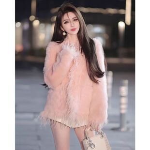 小个子今年流行漂亮高级感超好看气质法式小香风粉色毛毛外套秋冬