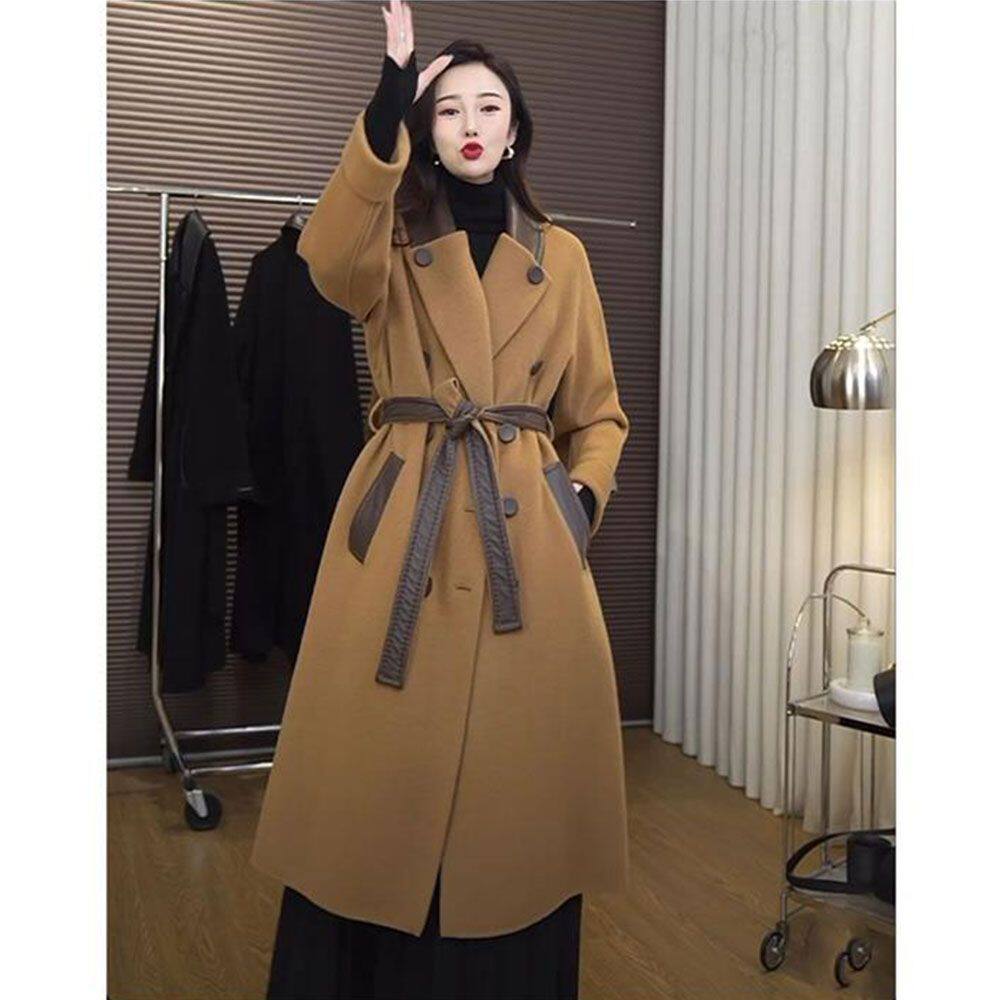 秋冬款高级感气质女神范赫本风大衣女中长款毛呢外套