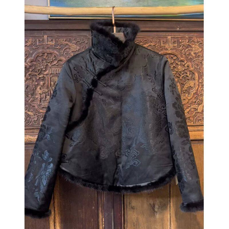 今年流行爆款新中式轻国风女装小个子高级感小香风黑色棉服外套冬