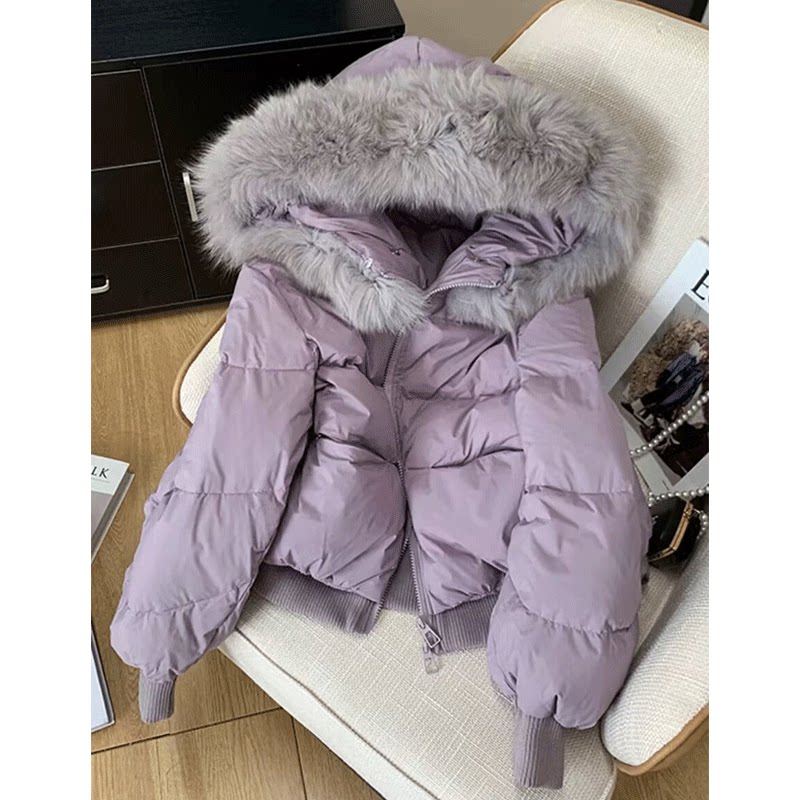 狐狸大毛领女冬季2024新款小个子温柔风羽绒服外套