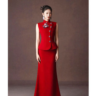 2025夏季新款新中式红色敬酒服新娘套装敬茶晨袍