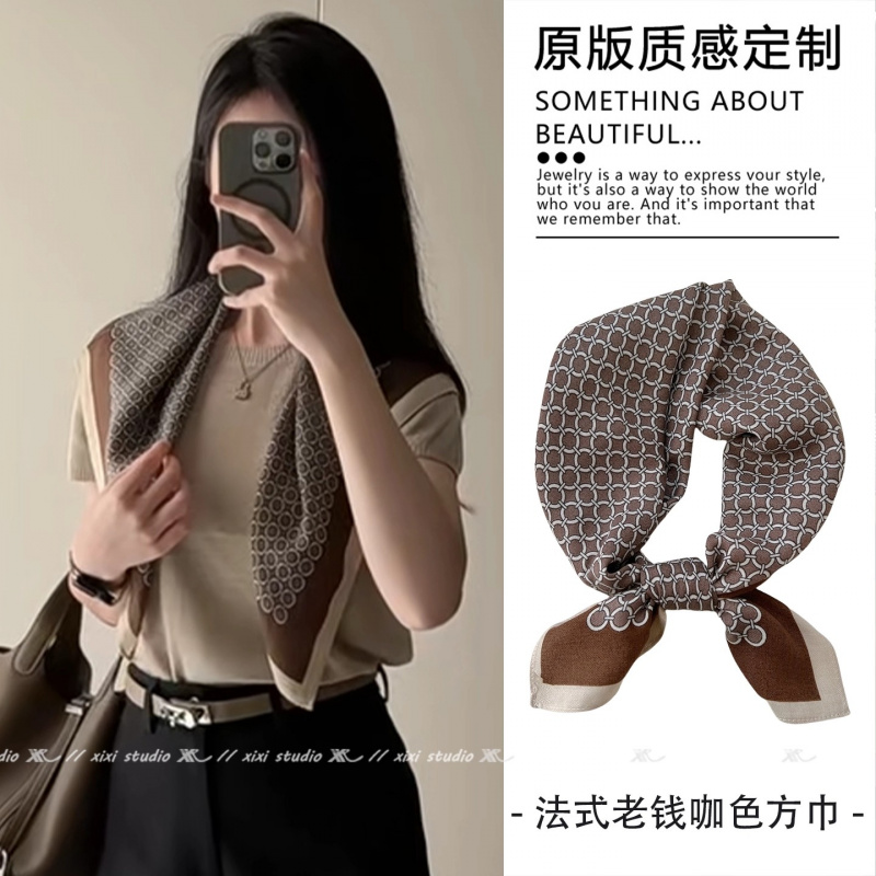 服饰丝巾！法式气质咖色外搭披肩