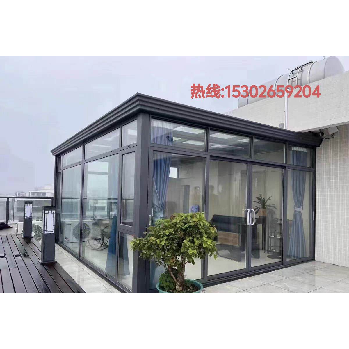 深圳香港惠州雨棚阳光房铝合金封阳台露台耐力板雨棚不锈钢玻璃棚