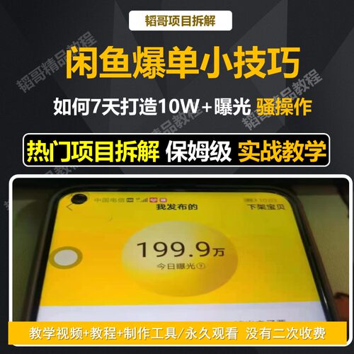 闲鱼爆单小技巧 打造10W曝光骚操作 闲鱼电商玩法信息差副业项目