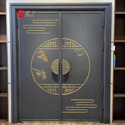 别墅大门防爆防盗入户大门自建房双开子母门铜门精雕铸铝门平开门