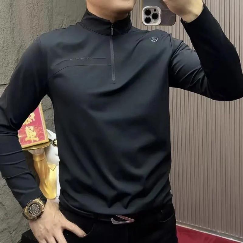 焱商轻奢内搭秋he季成人宽松型立领男长T户外衫修身时尚打底运动