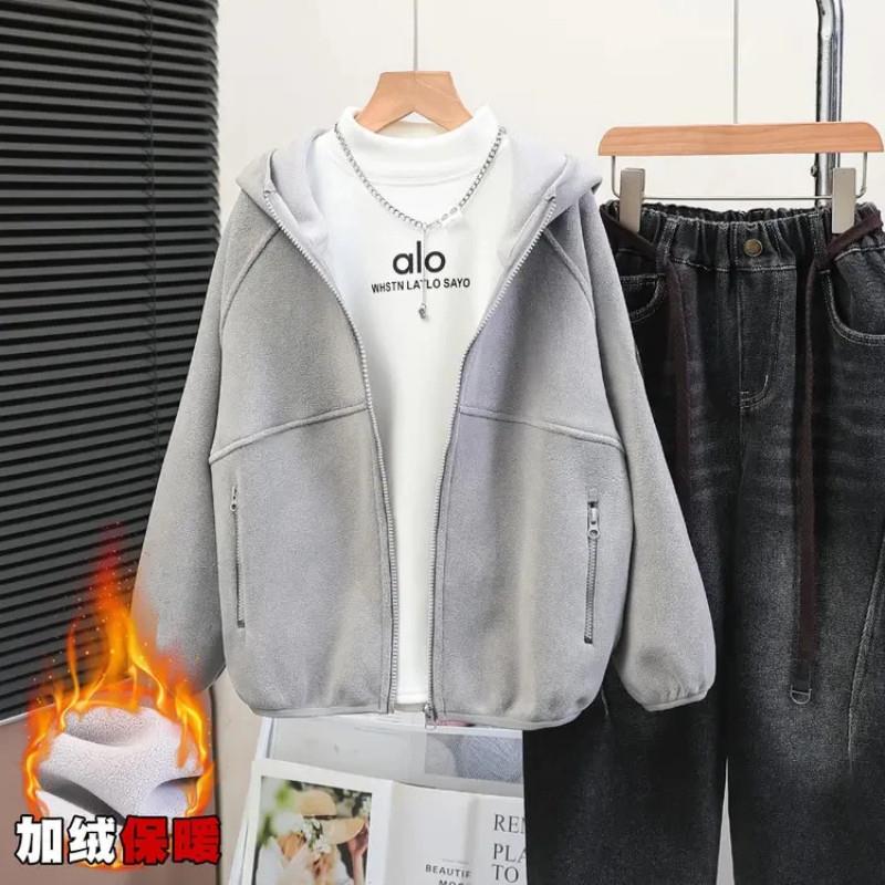 欧童甄选a男童外套2025新款冬季男女同款加绒加厚儿童连帽外套