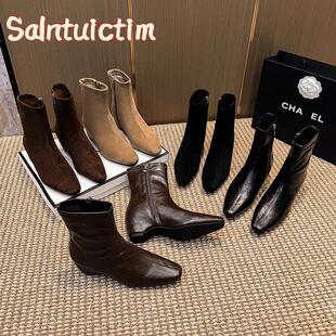 史蒂严选店女鞋瘦瘦靴极简精致气质韩系女靴短靴