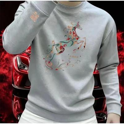 晟华优选花马潮流重磅圆领厚棉T街头休闲秋季印花时尚男士潮流卫