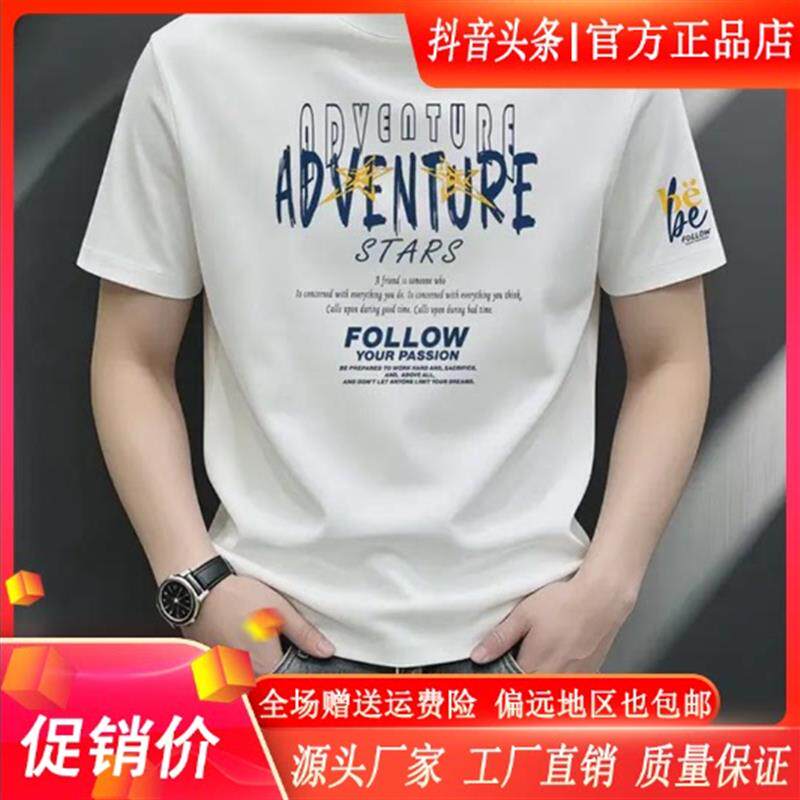 嘉画服饰新款重磅短袖T恤男士短T休闲时尚半截袖圆领大码体恤印花