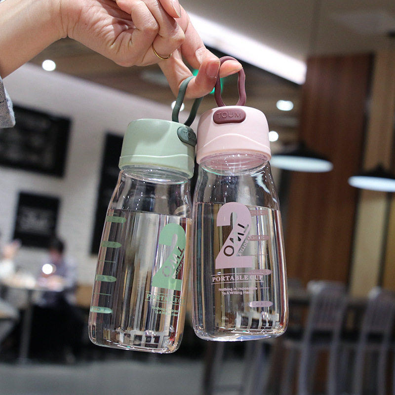 夏季塑料水瓶随行杯带过滤网耐摔太空杯刻度学生用水杯