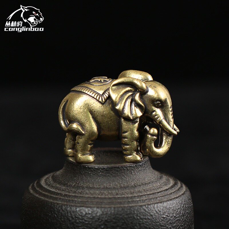 可爱铜大象小铜象纯铜桌面摆件