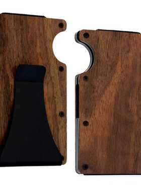 实木RFID铝合金碳纤维信用卡盒 rfid blocking大容量钱夹信用夹