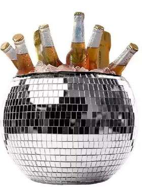 跨境迪斯科镜面冰桶户烧烤1wh71447paryt玻镜片啤璃酒桶酒吧不锈