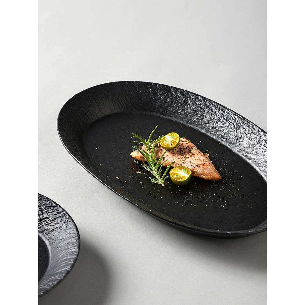 椭黑盘子陶感酒店XKF摆盘餐盘圆菜盘家用形鱼盘瓷餐具,餐饮具,盘,淘宝优惠券,粉丝福利购,淘宝优惠卷