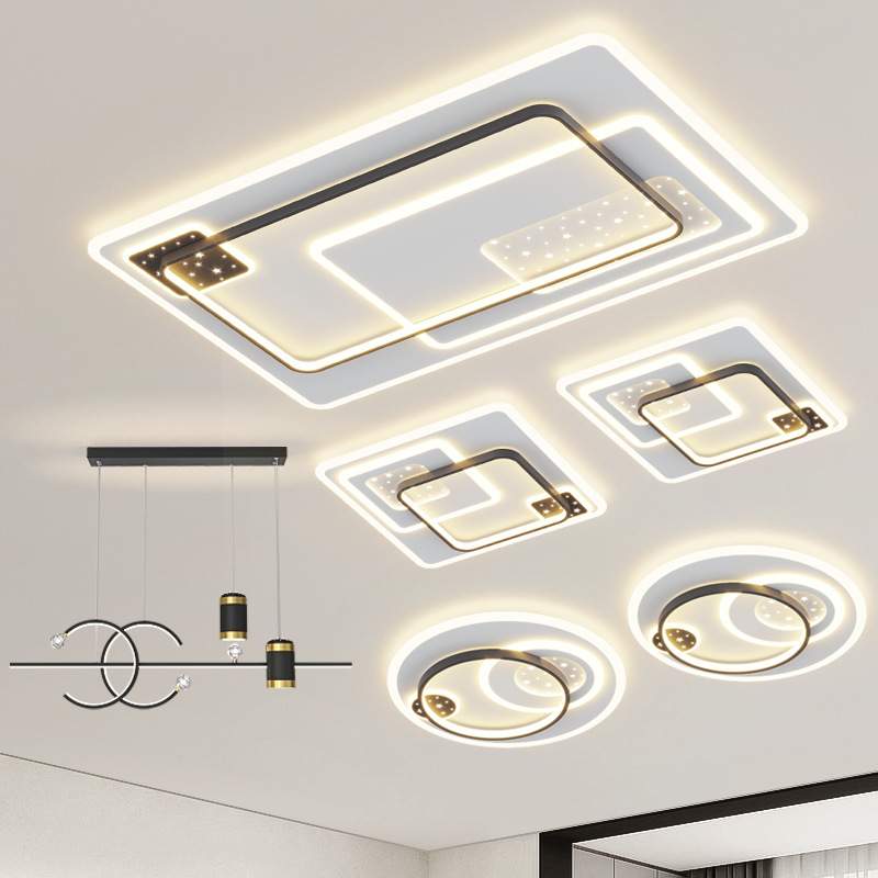 客厅灯2025新款现代简约全屋组合套餐大气家用LED吸顶灯中山灯具